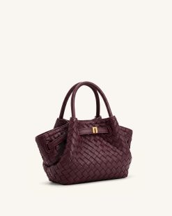 Alternative view of Hana Mini Woven Tote Bag - Dark Burgundy