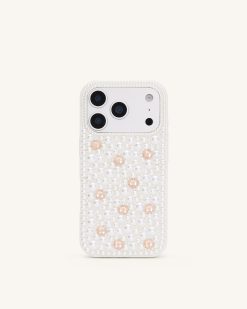 Pearl Embellished Phone Case - White