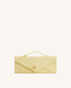 Celeste Woven Textured Envelope Top Handle Bag - Yellow