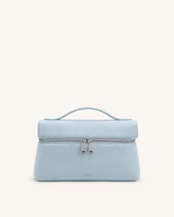 Thea Faux Suede Top Handle Bag - Light Blue