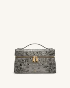 Thea Top Handle Bag - Grey Croc