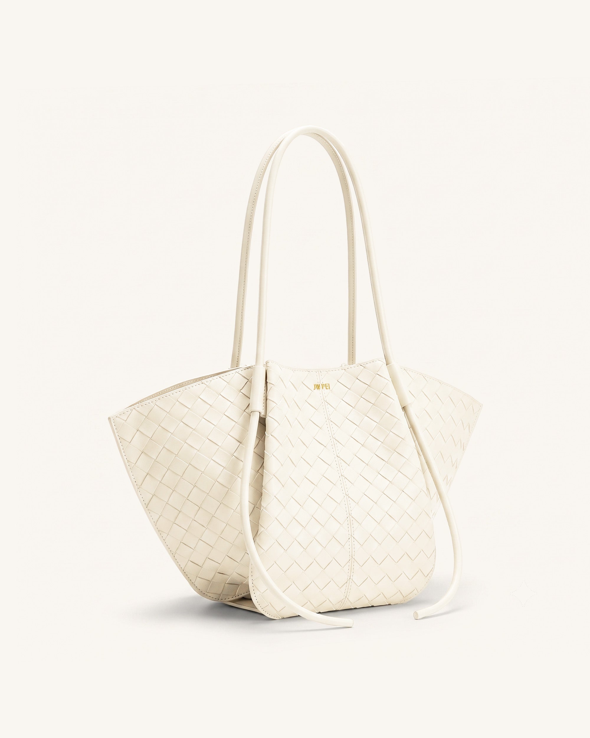 Nala Woven Texture Wide Tote Bag - Off-White - Image 2