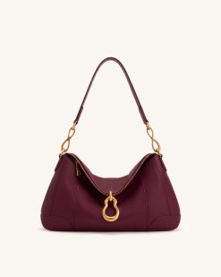 Jayla Metal Pendant Embellished Shoulder Bag - Burgundy