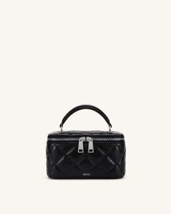Vivienne Quilted Vanity Top Handle Bag - Black