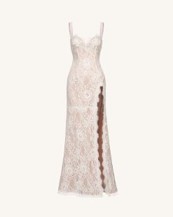 Alternative view of Lace Slit Maxi Dress - White