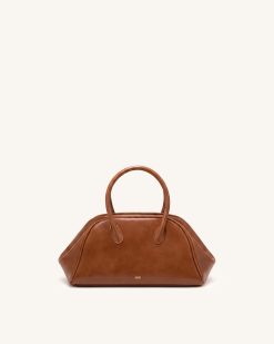 Veda Vintage Finish Bowler Bag - Saddle Brown