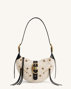 Tessa Studded Shoulder Bag - Black Canvas