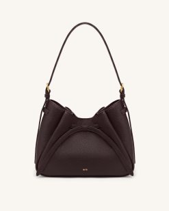 Mabel Soft Bow Shoulder Bag - Dark Brown
