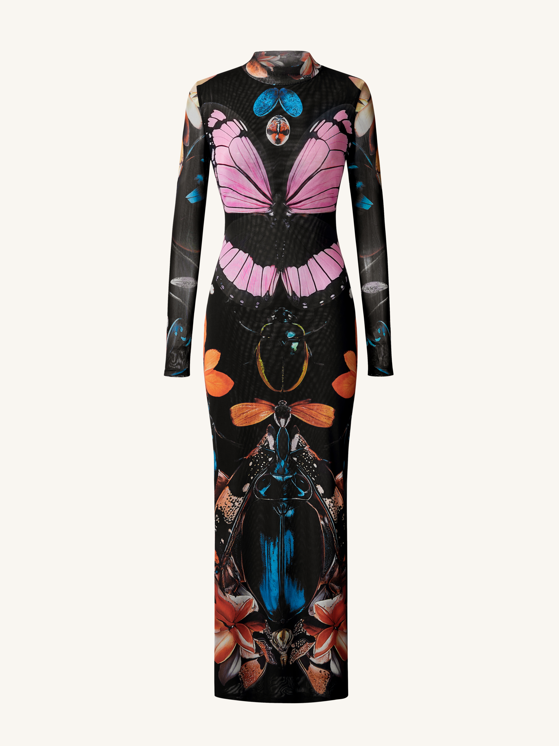 Double-layered Mesh Sheer Butterfly and Beetle Gown - Multicolor - Image 2