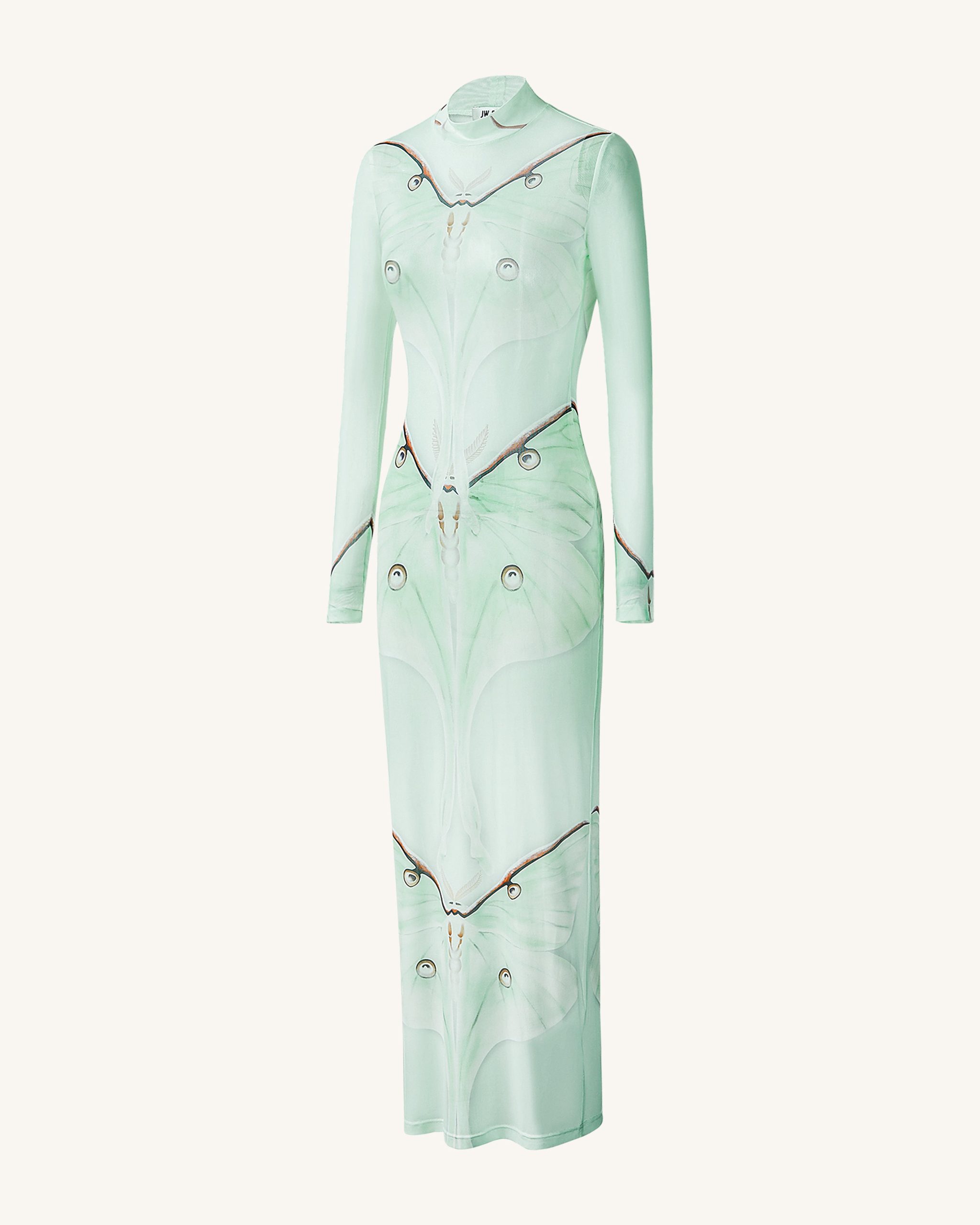 Moth Sheer Mesh Gown - Green/Beige - Image 3