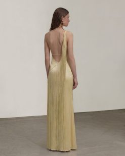 Alternative view of Fringe One Shoulder Maxi Dress - Champagne