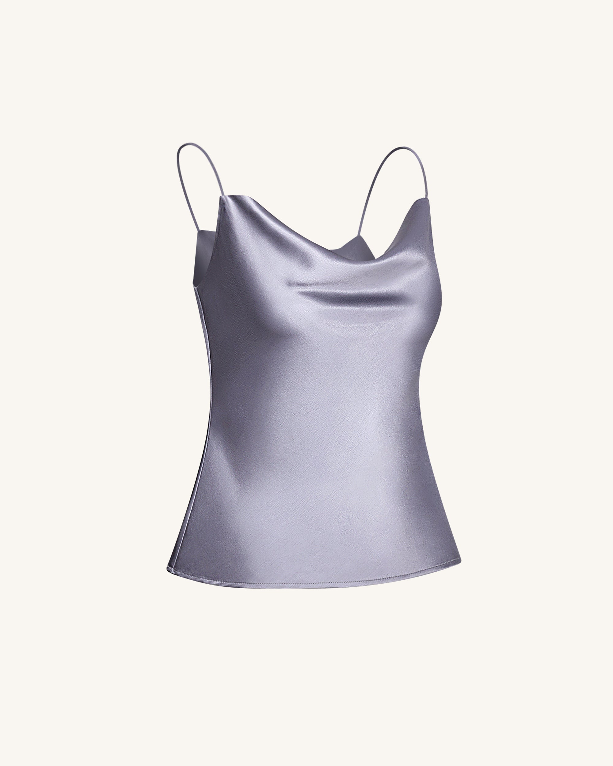 Liquid Satin Cowl Camisole - Silver - Image 4