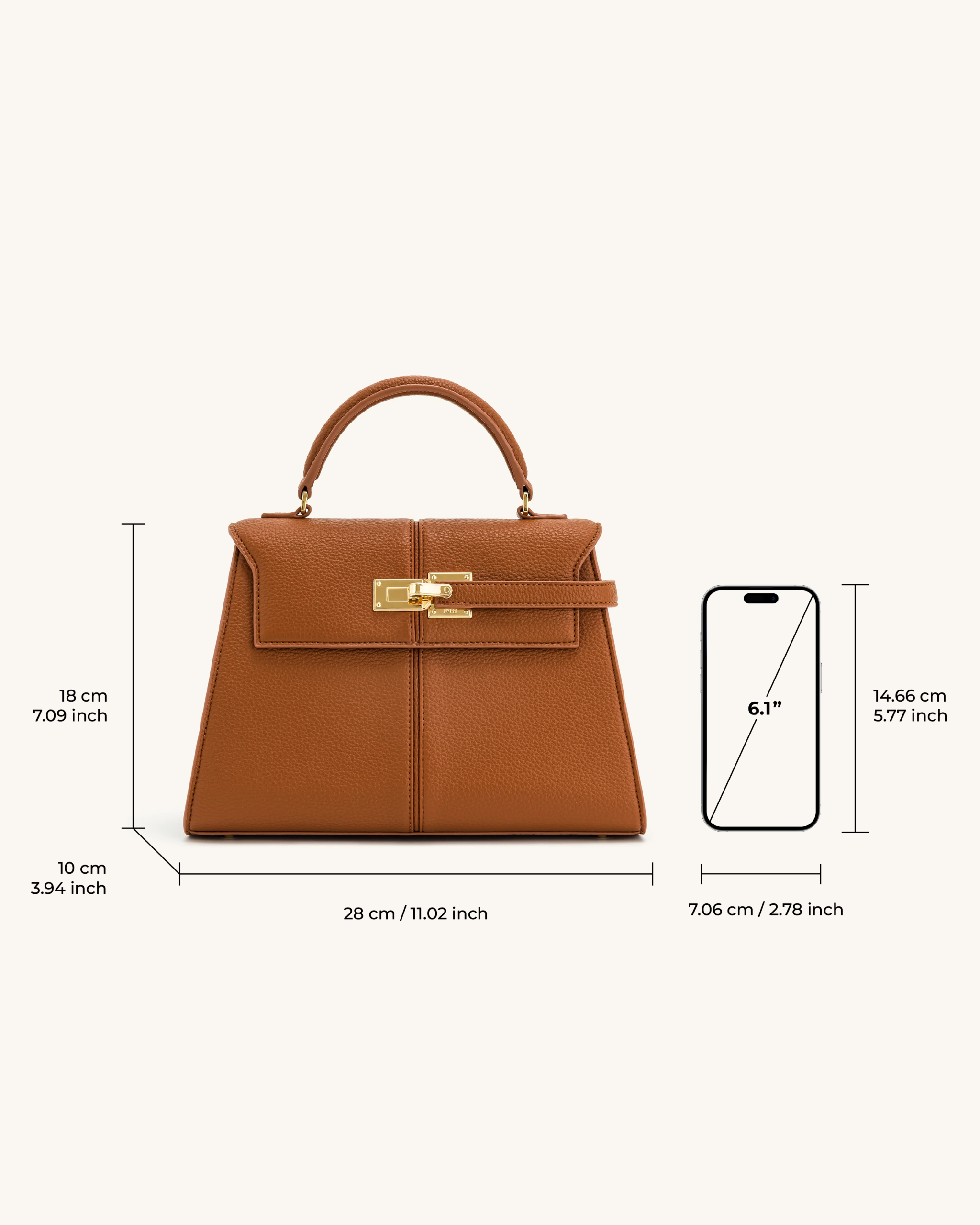 Elise Large Top Handle Bag - Brown - Image 6