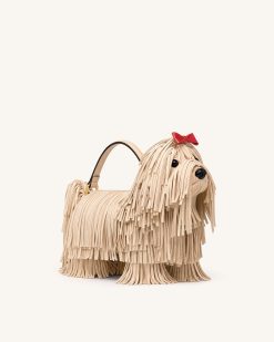 Coco Shaggy Dog Shaped Handle Bag - Apricot
