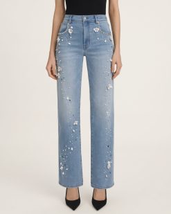The Celestial Pearl Petal Straight Jeans - Pale Blue Eyes