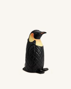 Pia Penguin Quilting Crossbody Bag - Black