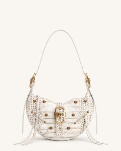 Tessa Studded Shoulder Bag - Ivory Croc