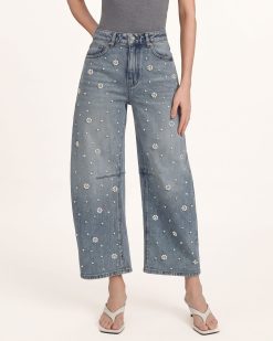 The Meadow Pearl Daisy Barrel Jeans - Clear Sky Thinking
