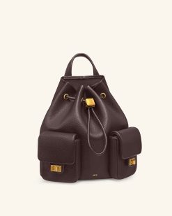 Alternative view of Avery Pebbled Drawstring Utility Backpack – Dark Brown