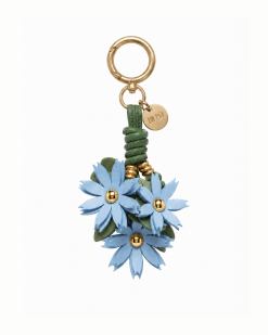 Blue Floral Cluster Bag Charm - Blue