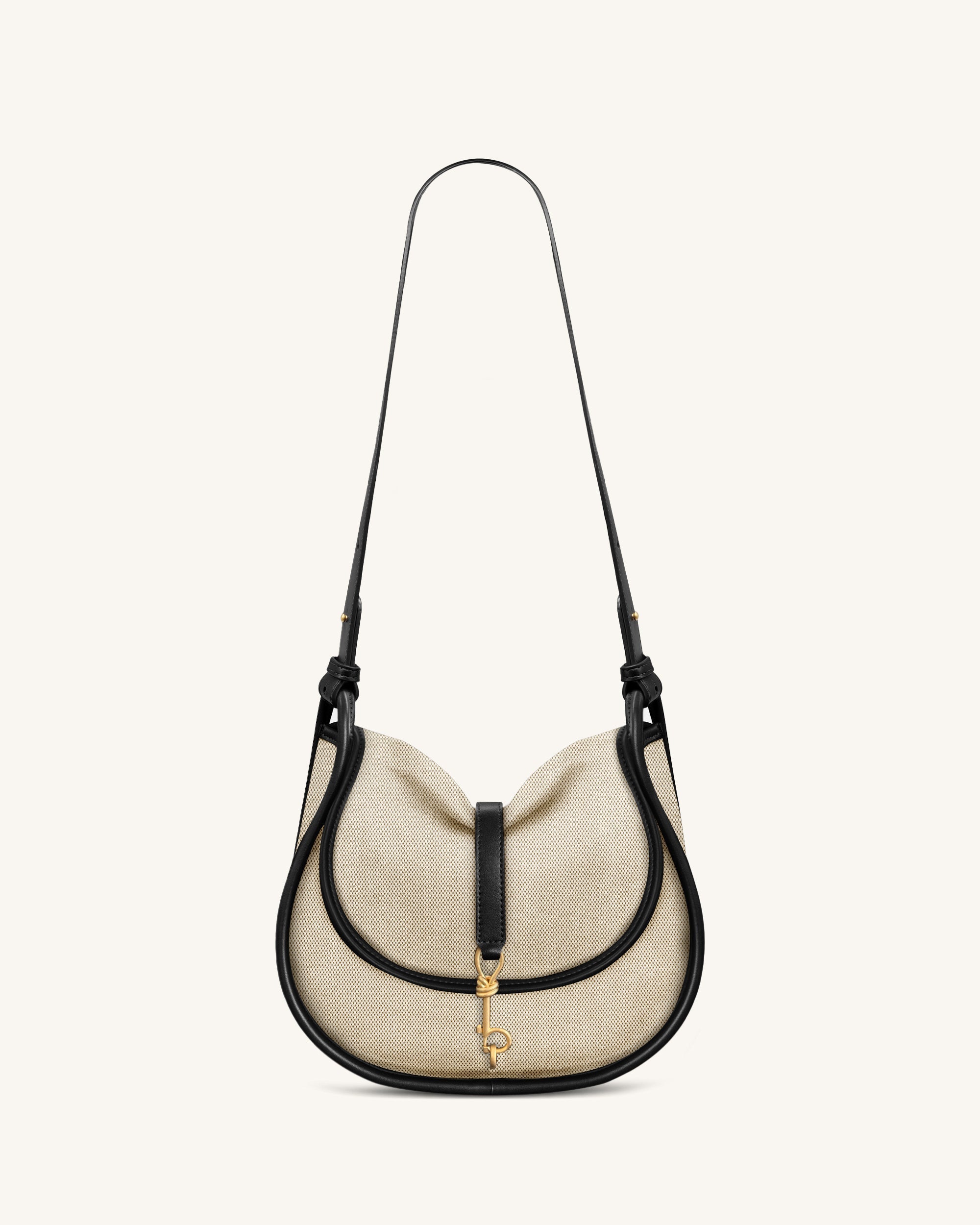 Arla Small Hobo Bag - Black Canvas - Image 2