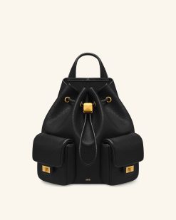 Avery Pebbled Drawstring Utility Backpack – Black