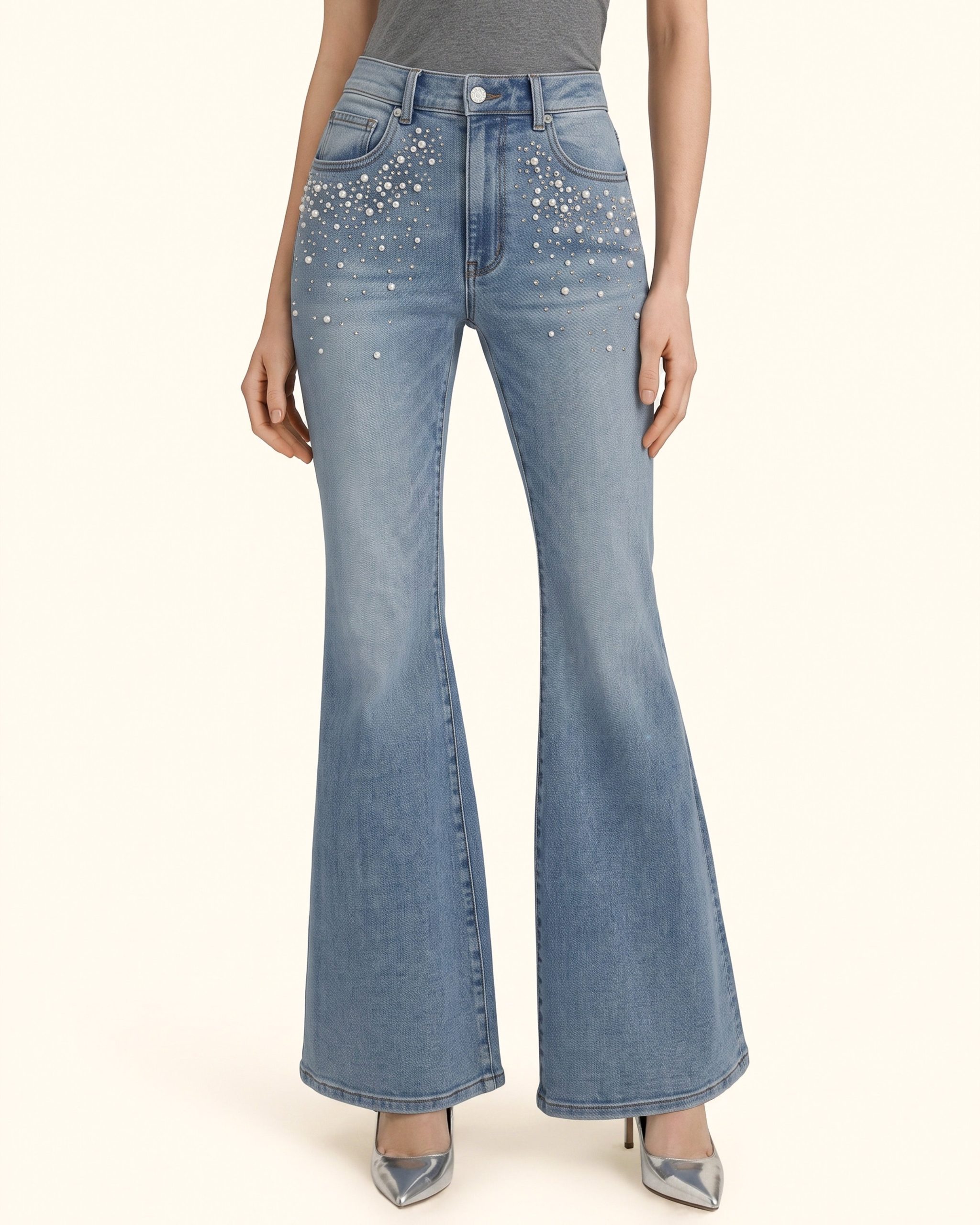 The Belladonna Pearl Cluster Flare Jeans - Summer of Love