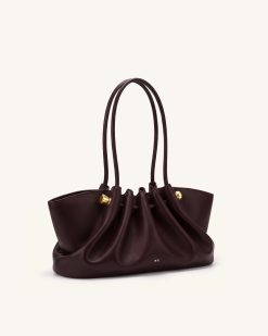 Alternative view of Naomi Gathered Long Handle Shoulder Bag - Deep Burgundy