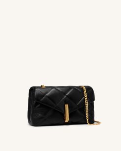 Alternative view of Valerie Puffy Bar-Lock Shoulder Bag - Black